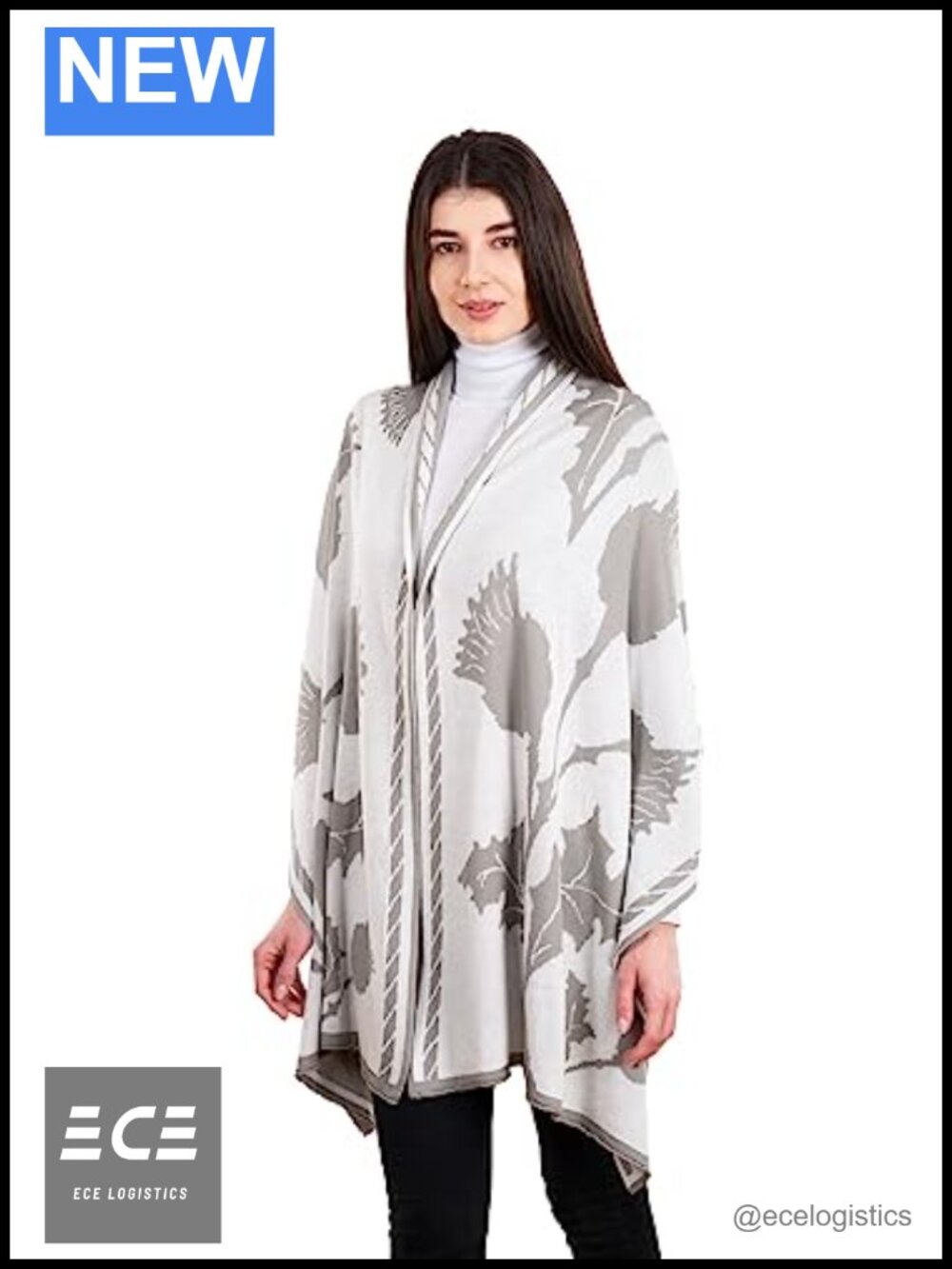 Egyptian Cotton Scottish Thistle Shawl Ruana One Size Wrap Made in Ireland